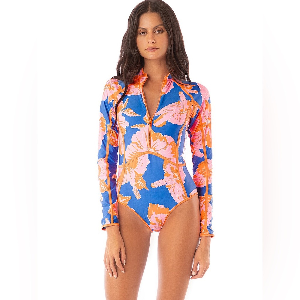 NWT Maaji Cardi Magnolia Mirage Reversible Surf Long Sleeve One Piece Swimsuit